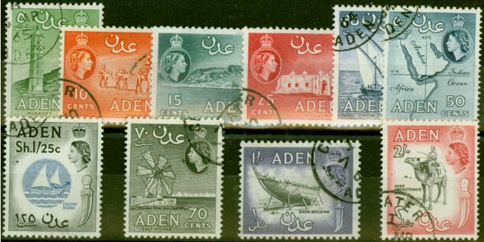 Old Postage Stamp from Aden 1964-65 Set of 10 SG77-86 Very Fine Used