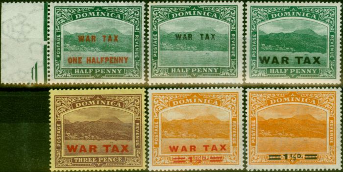 Valuable Postage Stamp Dominica 1916-20 War Tax Set of 6 SG55-60 V.F LMM