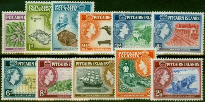 Collectible Postage Stamp Pitcairn Islands 1957 Set of 11 SG18-28 Fine LMM