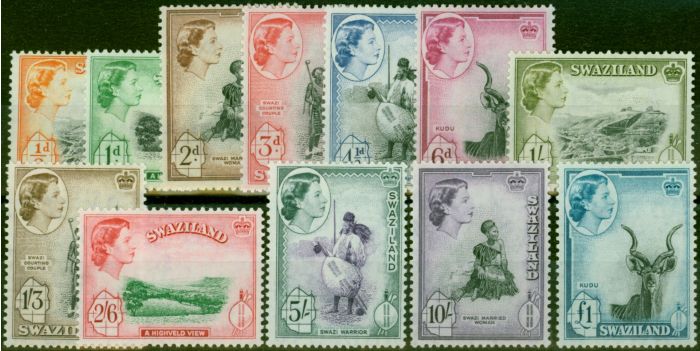 Valuable Postage Stamp Swaziland 1956 Set of 12 SG53-64 Fine LMM