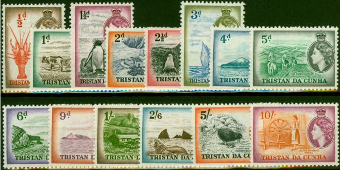 Old Postage Stamp Tristan da Cunha 1954 Set of 14 SG14-27 Fine & Fresh MM