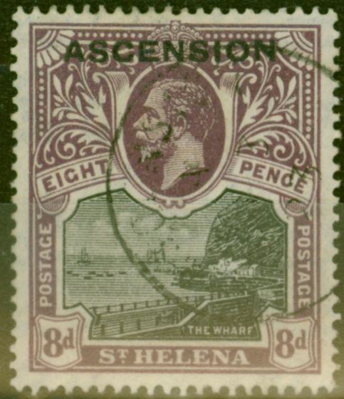 Valuable Postage Stamp from Ascension 1922 8d Black & Dull Purple SG6 V.F.U