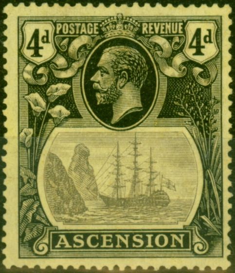 Valuable Postage Stamp from Ascension 1924 4d Grey-Black & Black-Yellow SG15 Fine Mtd Mint