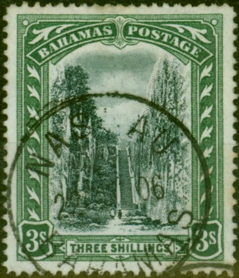 Collectible Postage Stamp from Bahamas 1903 3s Black & Green SG61 V.F.U