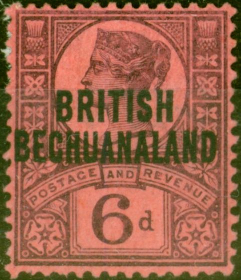 Old Postage Stamp from Bechuanaland 1891 6d Purple-Rose Red SG36 Fine Mtd Mint
