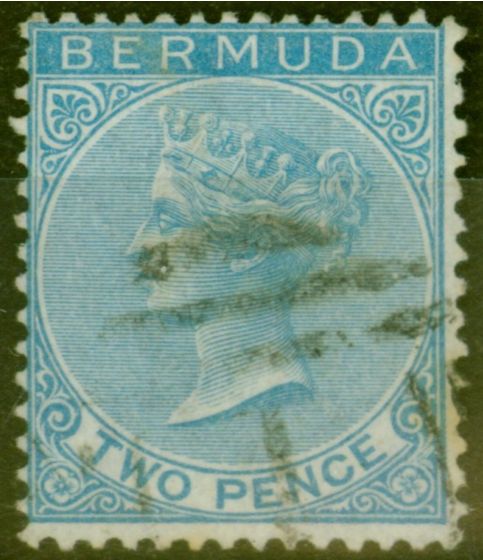 Old Postage Stamp from Bermuda 1866 2d Dull Blue SG3 Fine Used