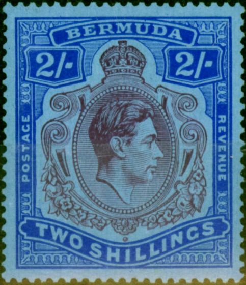 Old Postage Stamp from Bermuda 1938 2s Deep Reddish Purple & Ultramarine-Grey Blue SG116a Fine Very LMM