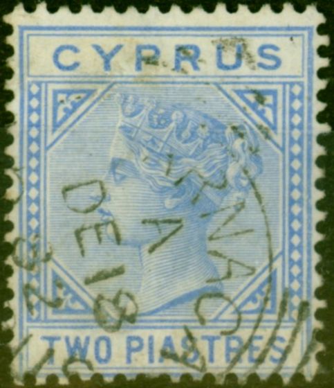 Old Postage Stamp from Cyprus 1881 2pi Blue SG13 Fine Used