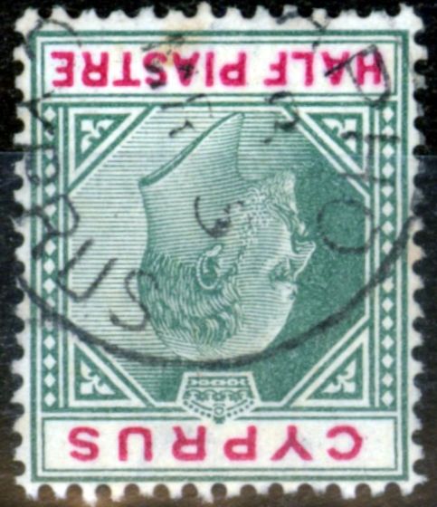 Valuable Postage Stamp from Cyprus 1902 1/2pi Green & Carmine SG50w Wmk Inverted Fine Used