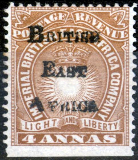 Rare Postage Stamp from East Africa KUT 1895 4a Yellow-Brown SG38 Fine & Fresh Unused