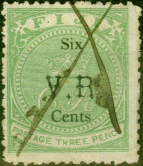 Valuable Postage Stamp from Fiji 1874 6c on 3d Green SG17 Fine Used Contemporary Manuscript Cancel Scarce