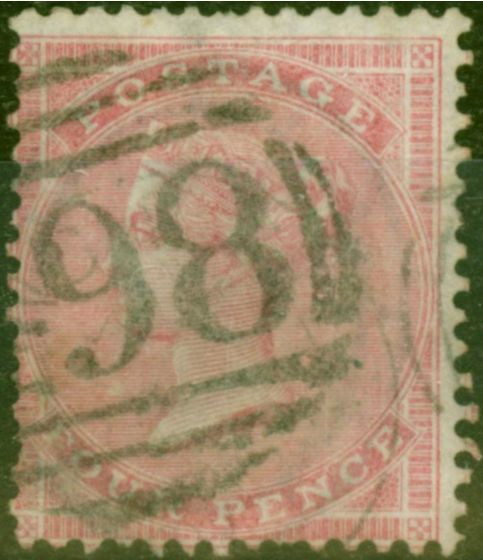 Rare Postage Stamp from GB 1857 4d Rose SG66a Good Used
