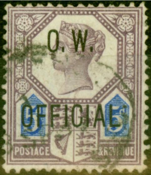 Old Postage Stamp from GB 1902 5d Dull Purple & Blue SG034 Forgery on Die I Fine Used