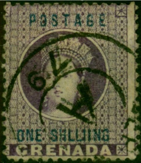 Grenada 1875 1s Deep Mauve SG13a 'Shilling' Error Fine Used Scarce  Queen Victoria (1840-1901) Rare Stamps