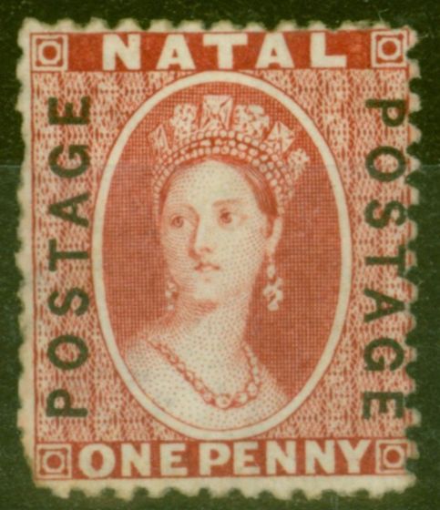 Old Postage Stamp from Natal 1870 1d Brt Red SG60 Good, Fresh Mint