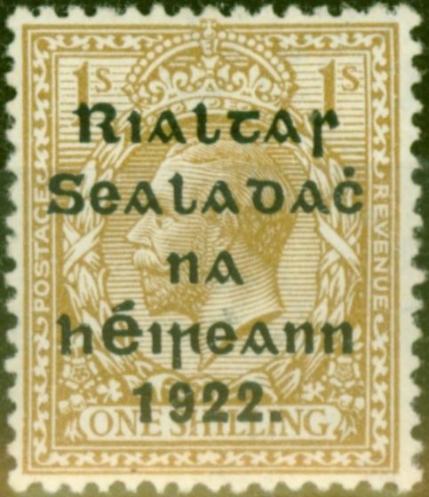 Rare Postage Stamp from Ireland 1922 1s Olive-Bistre SG51 V.F Very Lightly Mtd Mint (2)