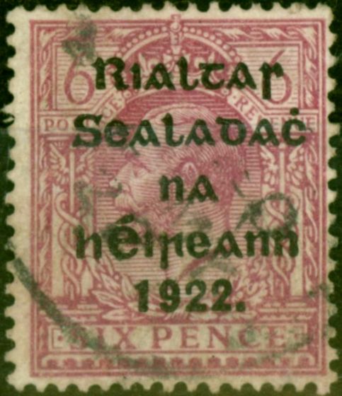 Old Postage Stamp from Ireland 1922 6d Reddish Purple SG14 Fine Used