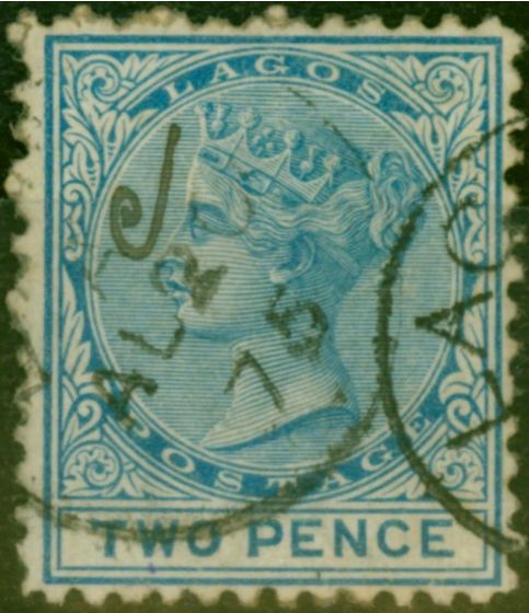 Old Postage Stamp Lagos 1874 2d Blue SG2 Fine Used