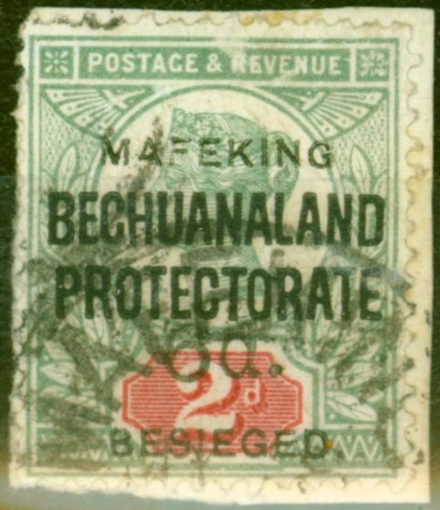 Rare Postage Stamp from Mafeking 1900 6d on 2d Green & Carmine SG13 Average Used