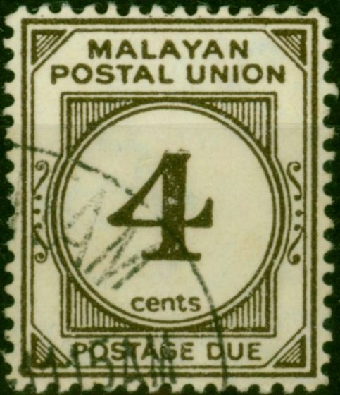 Malaya 1953 4c Sepia SGD17 V.F.U . Queen Elizabeth II (1952-2022) Used Stamps
