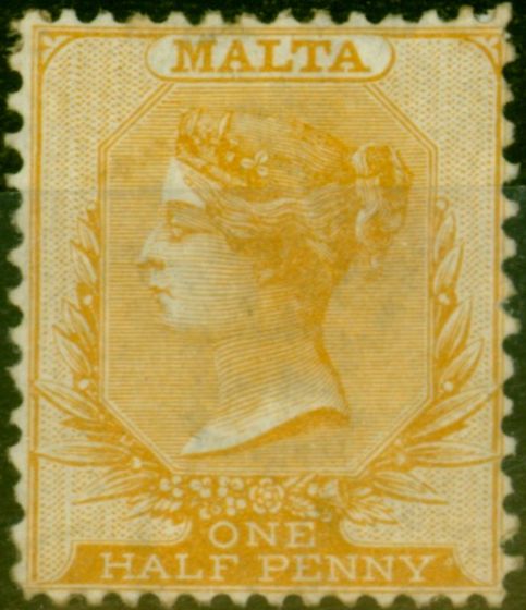 Collectible Postage Stamp from Malta 1878 1/2d Yellow-Buff SG16 P.14 x 12.5 Good Mtd Mint