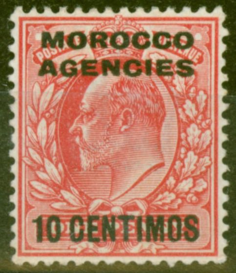 Old Postage Stamp from Morocco Agencies 1907 10c on 1d Scarlet SG113 Fine & Fresh Lightly Mtd Mint