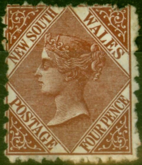 Collectible Postage Stamp N.S.W 1882 4d Red-Brown SG229 P.10 Fine Unused