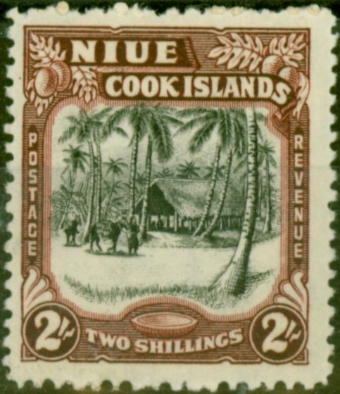 Rare Postage Stamp Niue 1945 2s Black & Red-Brown SG96 Fine LMM