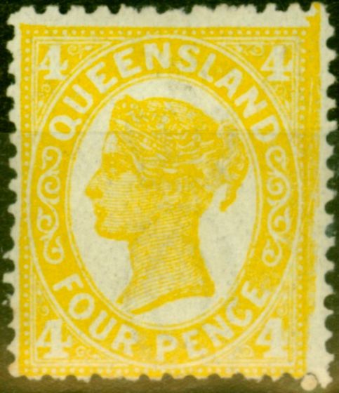 Old Postage Stamp from Queensland 1898 4d Yellow SG244 Fine Lightly Mtd Mint