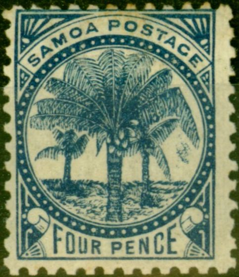 Collectible Postage Stamp from Samoa 1890 4d Blue SG37 P.12 x 11.5 Good Mtd Mint