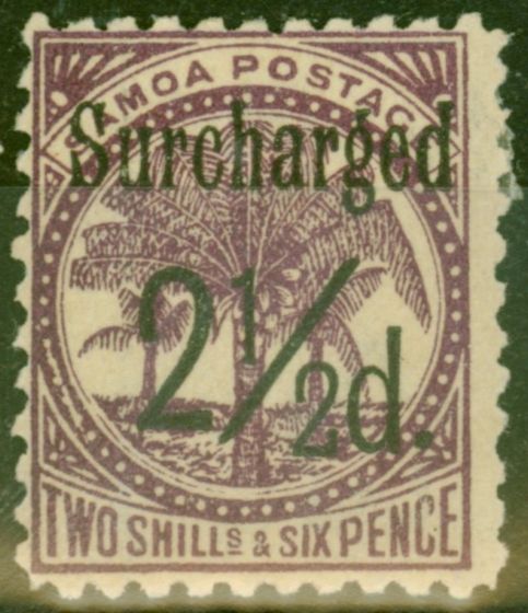 Collectible Postage Stamp from Samoa 1898 2 1/2d on 2s6d Dp Purple SG87 Fine Mtd Mint (6)