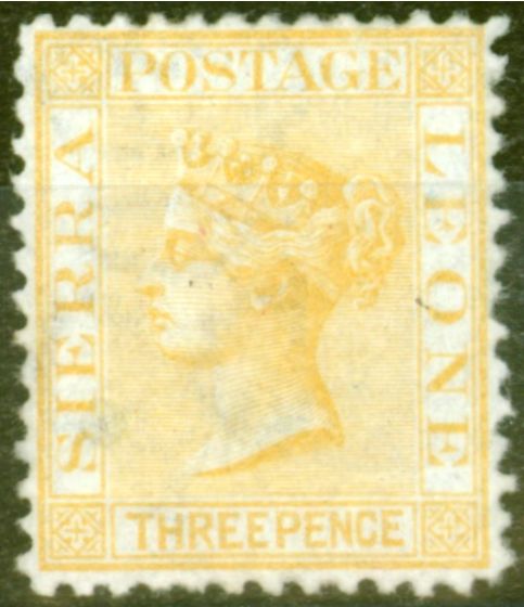 Collectible Postage Stamp from Sierra Leone 1873 3d Saffron-Yellow SG13 Fine Very Lightly Mtd