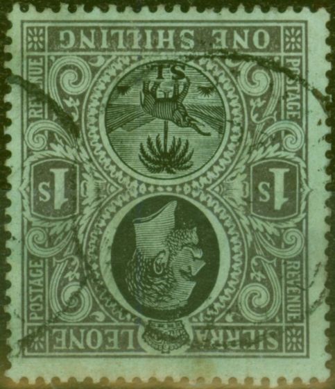 Valuable Postage Stamp from Sierra Leone 1912 1R Black-Green SG124w Wmk Inverted Good Used