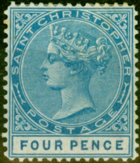 Valuable Postage Stamp from St Christopher 1879 4d Blue SG8 Fine Mtd Mint
