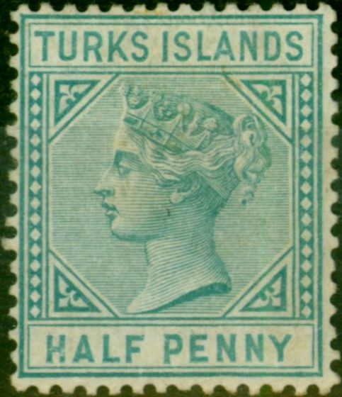 Valuable Postage Stamp Turks Islands 1882 1/2d Blue-Green SG53 Good MM
