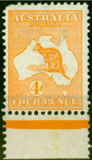 Rare Postage Stamp from Australia 1913 4d Orange SG6 Good Lightly Mtd Mint