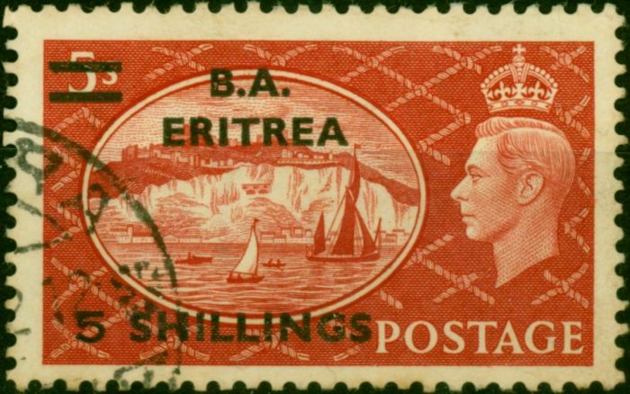 Eritrea 1951 5s on 5s Red SGE31 Fine Used . King George VI (1936-1952) Used Stamps