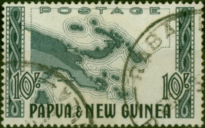 Valuable Postage Stamp from Papua & New Guinea 1952 10s Blue-Black SG14 Fine Used