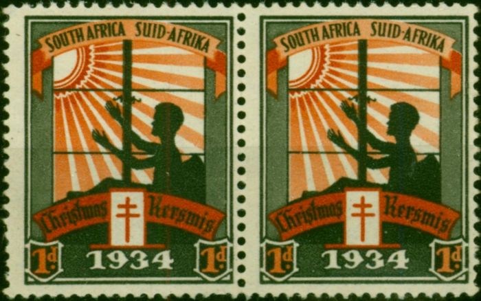 South Africa 1934 1d Christmas Label Fine MNH Pair . King George V (1910-1936) Mint Stamps