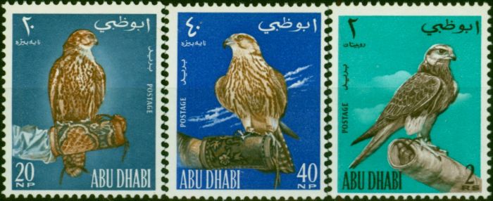 Collectible Postage Stamp Abu Dhabi 1965 Falconry Set of 3 SG12-14 V.F MNH