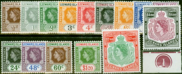 Valuable Postage Stamp Leeward Islands 1954 Set of 15 SG126-140 V.F MNH