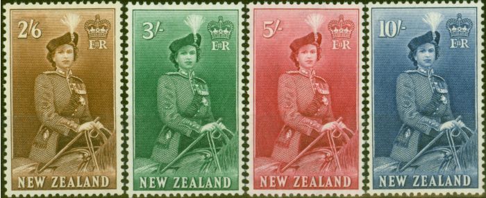 Old Postage Stamp from New Zealand 1954-57 set of 4 Top Values SG733d-736 V.F MNH