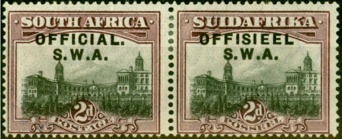 Rare Postage Stamp from South West Africa 1929 2d Grey & Purple SG011B No Stop After Offisieel Fine Lightly Mtd Mint