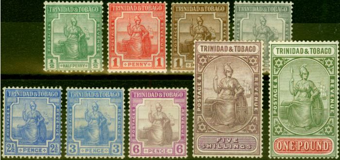 Valuable Postage Stamp from Trinidad & Tobago 1921-22 Set of 9 SG206-215 Fine Mtd Mint