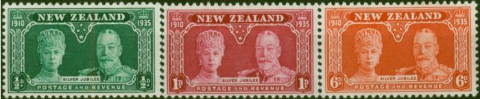 New Zealand 1935 Jubilee Set of 3 SG573-575 Fine & Fresh LMM  King George V (1910-1936) Collectible Stamps