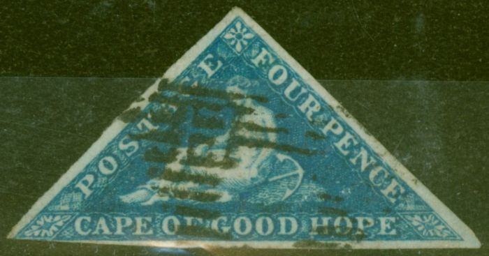 Collectible Postage Stamp from Cape of Good Hope 1855 4d Dp Blue White Paper SG6 Fine Used,,