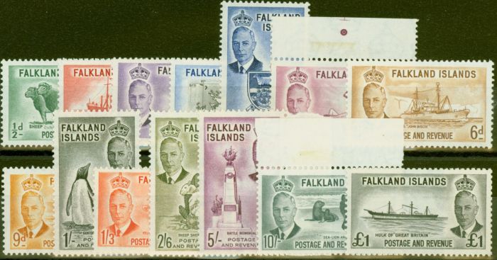 Valuable Postage Stamp from Falkland Islands 1952 set of 14 SG172-185 V.F MNH & VLMM