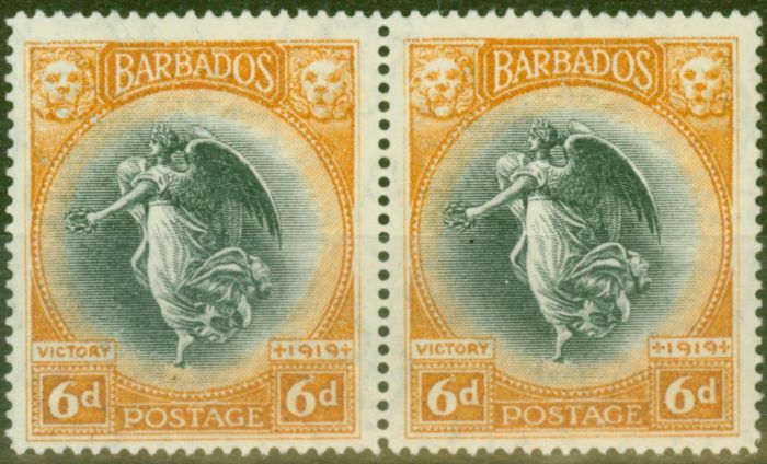 Collectible Postage Stamp from Barbados 1920 6d Black & Brown-Orange SG208 V.F LMM Pair