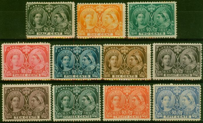 Canada 1897 Set of 11 to 50c SG121-134 Good to Fine MM  Queen Victoria (1840-1901) Collectible Stamps