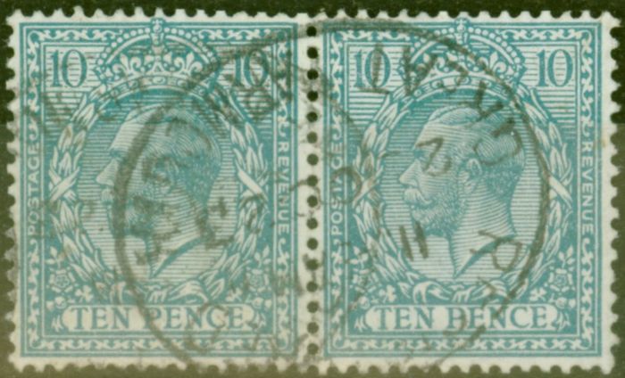 Collectible Postage Stamp from GB 1913 10d Turq-Blue SG394 V.F.U Pair